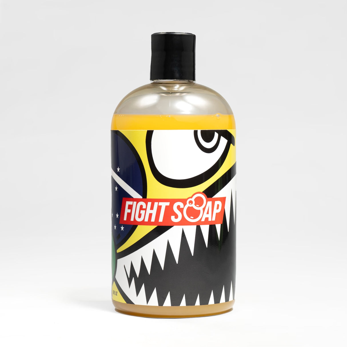 Brazilian Bully Fight Soap body wash with bold, colorful packaging featuring a cartoon monster face and jagged teeth design.