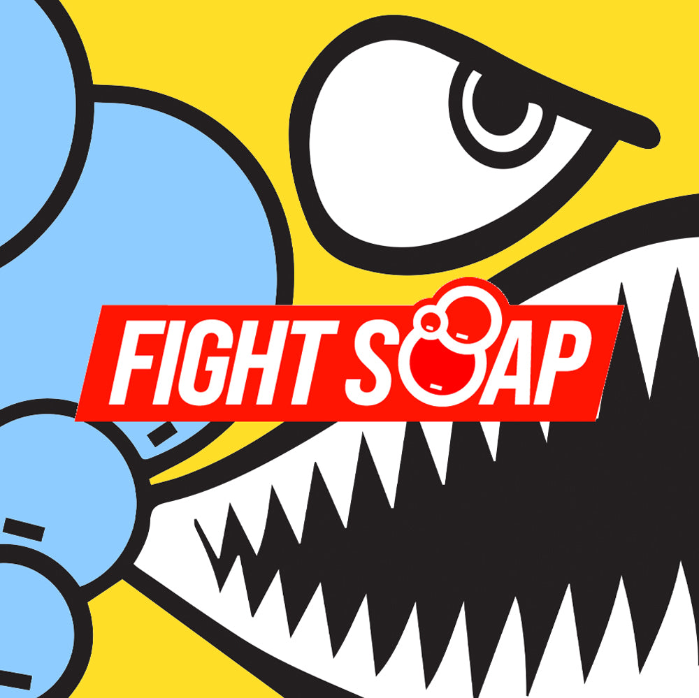 e-Gift Card featuring a colorful, cartoon-style illustration of a fierce shark with a "Fight Soap" logo overlay.